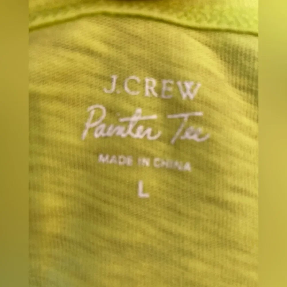 JCrew Painter T long sleeved bright citron boat neck, brass buttons on shoulders